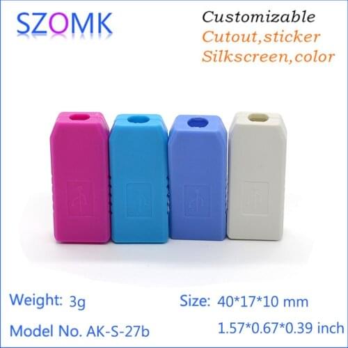 Colorful szomk new usb enclosure for electronics plastic case (4 pcs) 40*17*10mm hot selling project box usb stick outlet boxes