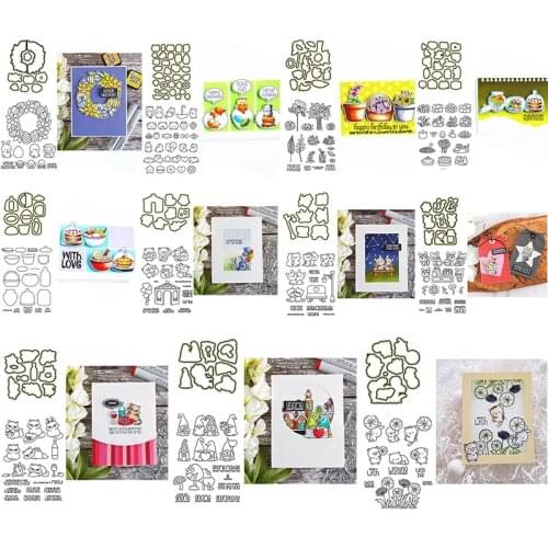 Mini Animals Gnomes Bottles Jars Vases Love Sentiments Cutting Dies and Clear Stamps for DIY Scrapbooking Crafts Cards 2021 New