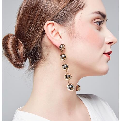 2018 Fashion CCB earrings for woman in stud high quality polished big ear post CCB linked earrings large punk party wholesale