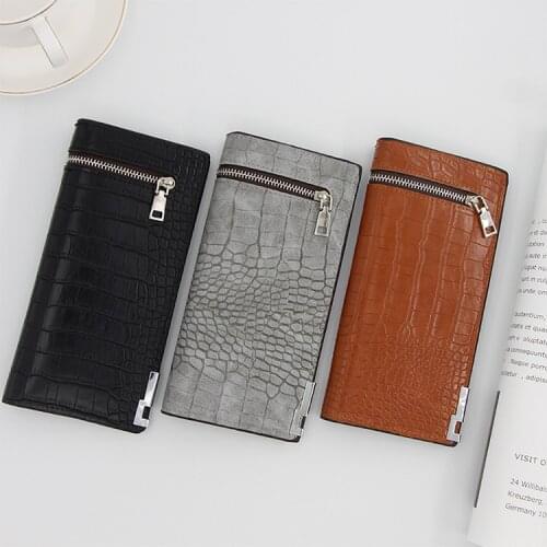 MenBense Long Business Crocodile Pattern Mens Wallet Multi-card Position Clutch Bag Coin Purse Money Purses Money Bags