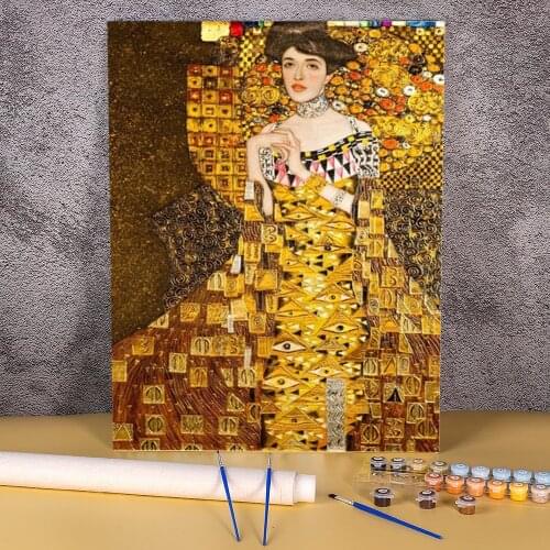 Klimt Painting By Numbers Kit Acrylic Paints 50*70 Canvas Pictures Wall Paintings For Handicraft