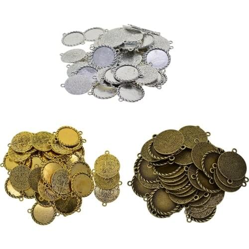 50 Pieces Empty Cabochon Pendant Set Bezel Pendant Setting Blank for Jewelry Making