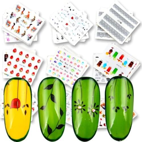 1 Set Nail Sticker Water Flower Christmas Decals Sticker Lots Nail Art Tattoo Summer DIY Full Slider Manicure Decorations