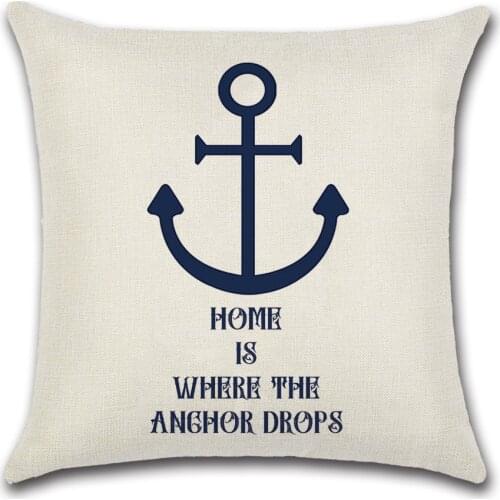Nautical Series Rudder Compass Anchor Pattern Pillow Cover Home Decor Cushion Cover