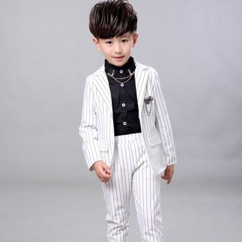 New Autumn Childrens Formal Clothing Of Striped V-Neck Clothes For Boys Gentlemen Suits Party Coat+Pants