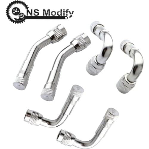 NS Modify 2 PCS Motorbike / Car Wheel Tire Tyre Valve Extension Adaptor Silver 45 Degree 90 Degree 135 Degree Angle Car Styling