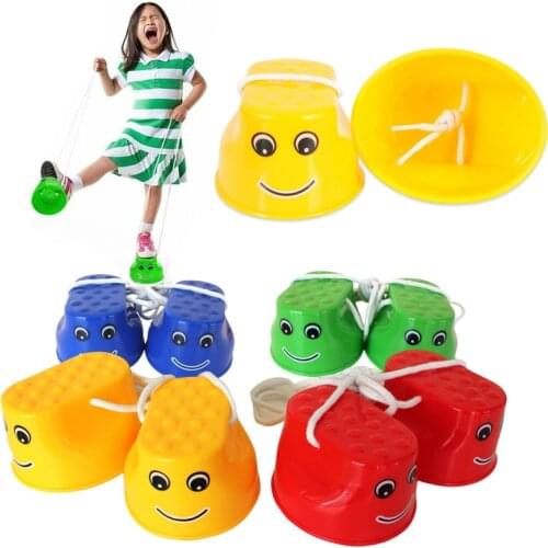1Pair Outdoor Plastic Balance Training Equipment Smile Jumping Stilts Coordination Game Jumping Feet Stilts For Kids Toys Gifts