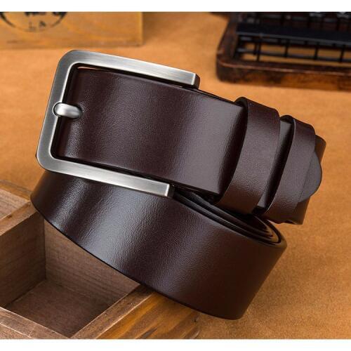 Mens fashion100% Genuine Leather belts High quality metal pin buckle Strap male Jeans cowboy belt for shorts 130 140 150