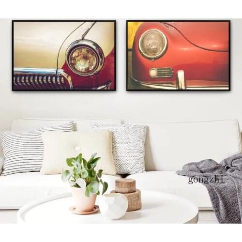 Retro Metallic Red Car Headlight Posters Canvas Painting Modern Abstract Prints Wall Art Pictures for Living Room Home Decor