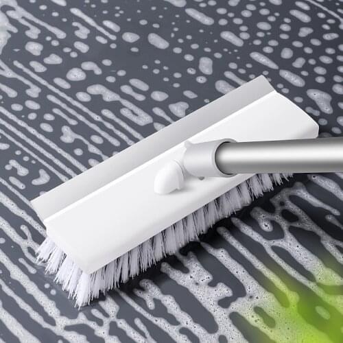 2 In 1 Handle Floor Scrub Brush Bathroom Wiper Stiff Bristle Window Squeegee Magic Broom Floor microfiber mop Tub Tile Cleaning