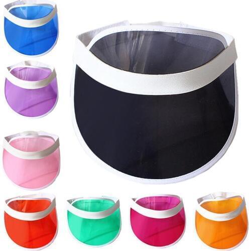 2019 New Summer Unisex Women Men Sun Hat Candy Color Transparent Empty Top Plastic PVC Sunshade Hat Visor Caps Bicycle Sunhat
