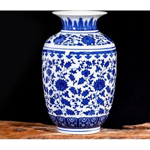 Blue and White Porcelain Vase Decoration living room flower arrangement antique decorative crafts Jingdezhen ceramics vases