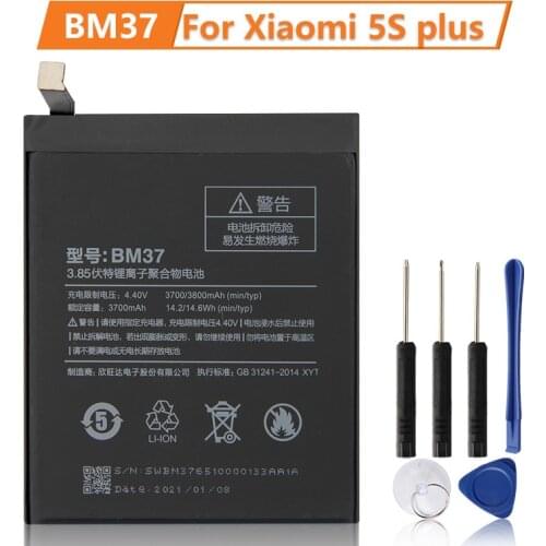 XiaoMi Original Replacement Battery BM37 For Xiaomi Mi 5S plus 5Splus 100% New Authentic Phone Battery 3800mAh