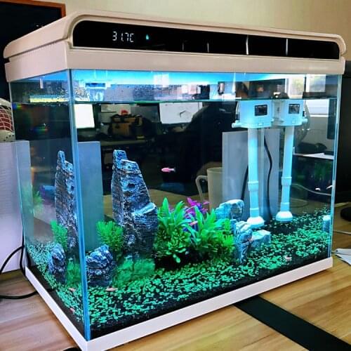Medium Size Glass Fish Tank Transparent Aquarium Aquaculture Home Fish Tank Rectangular Office Acquario Fish Accessories EI50YG