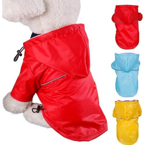 Pet PU Reflective Raincoat Summer Hooded Rain Coat Outdoor Waterproof Jackets Clothes For Small Large Dogs Cats Puppy Kitten