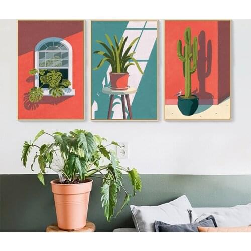 Tropical Plant In The Sun Poster Retro Style Wall Art Print Canvas Painting Living Room Nordic Home Decoretion Pictures