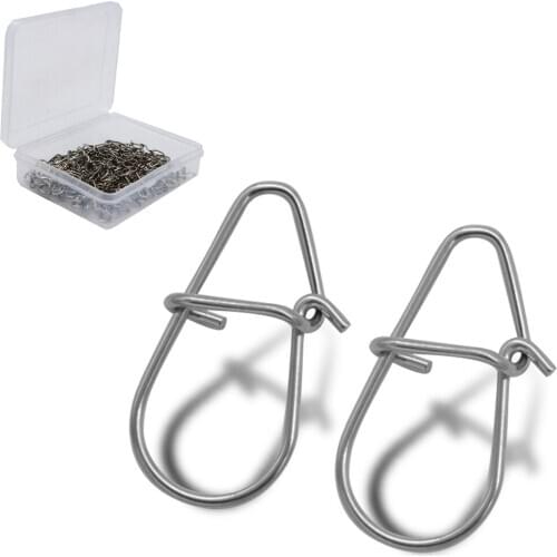 50-100pcs/box Stainless Steel Hook Fast Clip Lock Snap Swivel Solid Rings Safety Snaps Fishing Hook Connector Fishing Tool