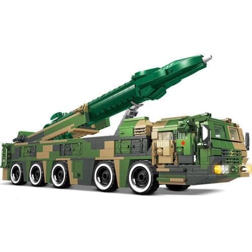 Military Series World War DF-17 Ballistic Missile Launch Armored Vehicle DIY Model Building Blocks Bricks Toys Gifts