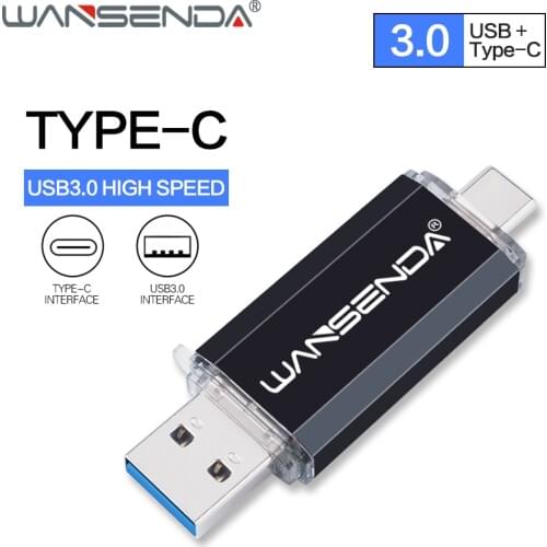WANSENDA TYPE C USB Flash Drive USB Stick 3.0 Pen Drive 512GB 256GB 128GB 64GB 32GB 2 in 1 OTG Pendrive for Type-C Device/PC