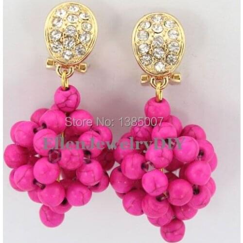 Hot Pink beautiful Beads Earrings,Nigerian beautiful Earrings Bridesmaid Earrings Wedding Gift African Bridal Jewelry
