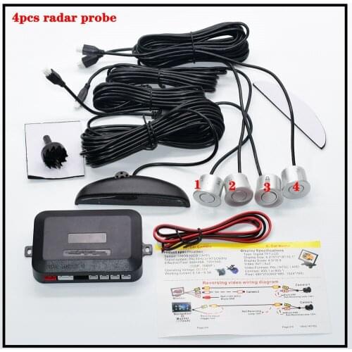 Rear 4 Sensors LED Parking Sensor Car Crescent Beeper Reversing Radar Probe