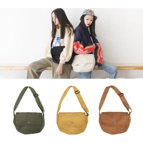 Ladies' cross-body bag pure color lovely one-shoulder bag students' large capacity cross-body canvas bag fashion womens bag