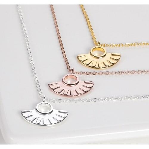 2021 Vintage Sun Necklaces Pendants For Women Boho Jewelry Stainless Steel Rose Gold Half Round Necklace Collier Femme Gifts