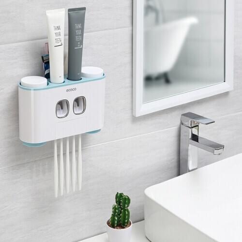 Toothbrush holder set storage rack toothbrush rack no hole automatic toothpaste squeezing device