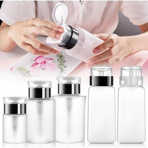 1Pc 50/160/180/250ml Large Capacity Empty Press Pump Dispenser Push Down Pump Dispenser Liquid Storage Nail Polish Remover Tool