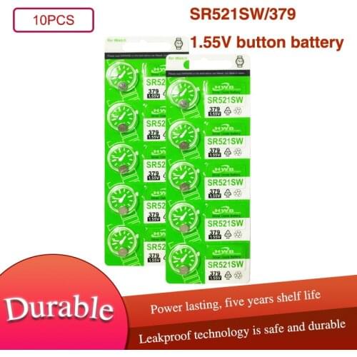10pcs/lot For Maxell 379 Original 1.55V Silver Oxide Watch Battery 379 SR521SW D379 SR63 V379 AG0 Button Coin Cell MADE IN JAPAN
