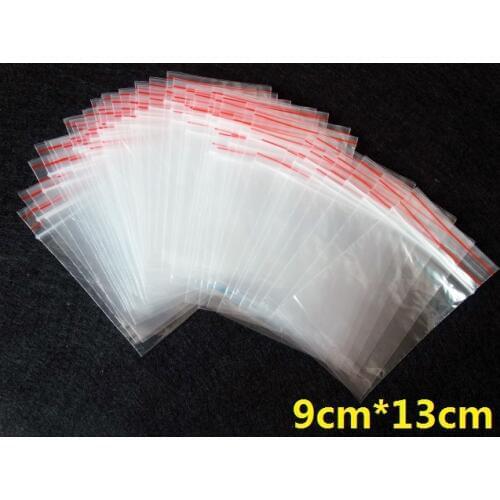100pcs/lot 9x13cm Jewelry Ziplock Zip Zipped Lock Reclosable Plastic Poly Clear Bags
