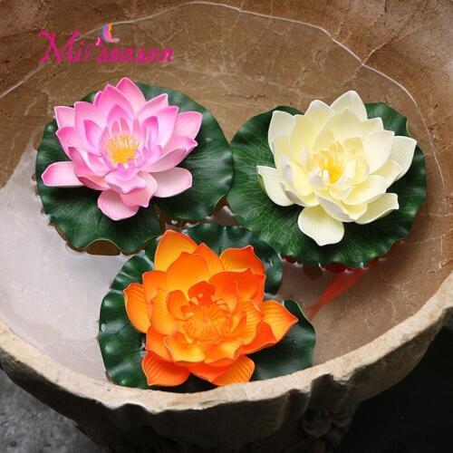 17cm Petal Lotus high simulation outdoor fish tank pool Foam Flowers Floating Water Lily garden decorative eternal flores plant