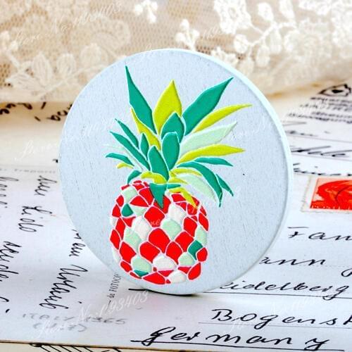 2Pcs 45mm Pineapple Unique 3D Embossed Big Round Handmade pattern Wood Cut Pendant make Necklaces, Bracelets,Brooch-(WI-35)