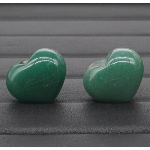 2Pcs Natural Green Aventurine Crystal Carved 1.2" Heart Shaped Palm Stone Reiki Healing Love Gemstone Gift
