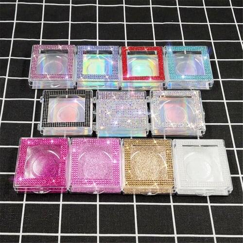 20PCS Eyelash Box Eyelash Packaging Box Bulk Transparent Square Box Diamond Eyelashes Box Pink False Eyelashes Box Wholesale