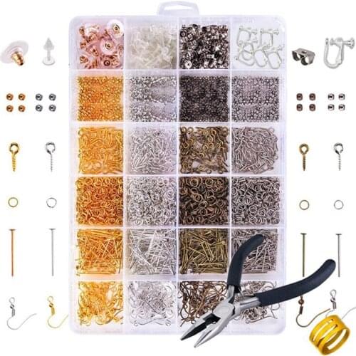 2758Pcs Earring Materials, DIY Jewelry Ear Hook Accessories, Handmade Ear Acupuncture Earplugs Manufacturing Tool Pliers