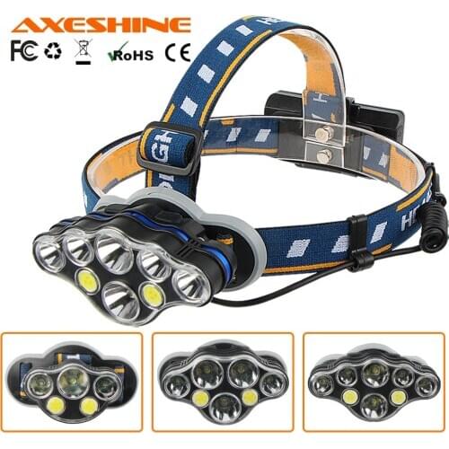 AXESHINE Super bright LED Headlamp With 8*LED Bulbs 5000 lumen Waterproof Outdoor LED Headlight Outdoor Camping Night Fishing