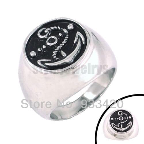 Free shipping! Anchor Signet Ring Stainless Steel Jewelry Punk Motor Biker Classic Men Ring SWR0081
