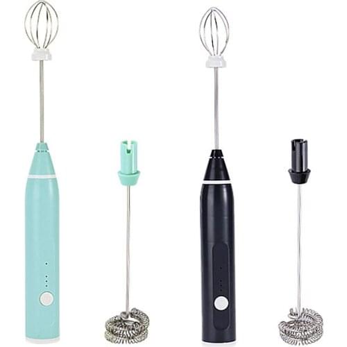 Recharging Household Electric Whisk Handheld Mini Milk Frother with 2 Stainless Whisks 3 Speeds Small Drink Mixer