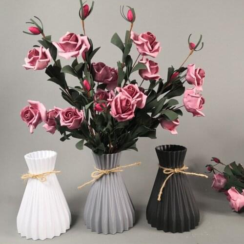 European Flowers Vases Home Decoration Plastic Anti-ceramic Vases Wedding Modern Decorations Rattan-like Unbreakable Creative Si