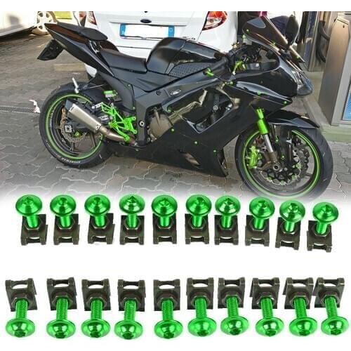 FOR KAWASAKI ER-5 ER6N ER6F EX250R GPZ500S GTR1400 Motorcycle Fairing Screws 20pcs 6mm Fastener Clips Body Spring Nut Bolts Kit
