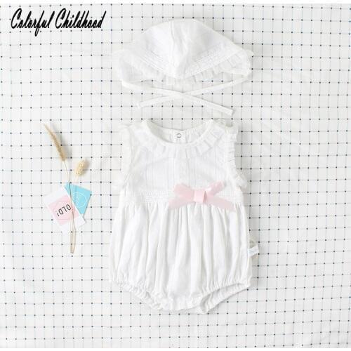 Lovely cozy baby girls romper summer cute bowknot ruffles lace jumpsuit infant newborn body clothes children outfits