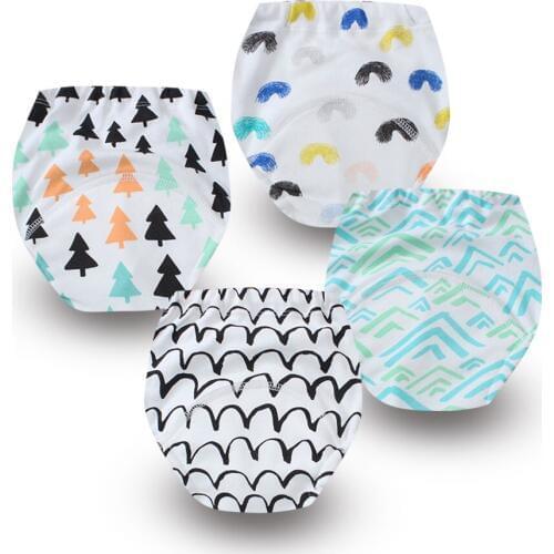 Reusable Baby Kids Child Cotton Potty Training Pants Infant Shorts Underwear Cloth Diaper Nappies Children Panties 4PCS/lot