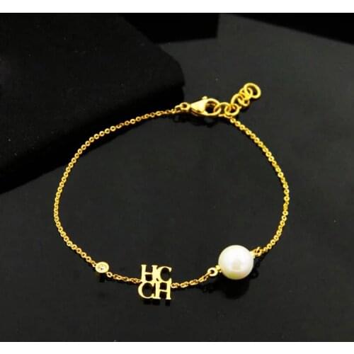 Fashion Bracelet For Women Exquisite Rose Gold Letter Chhc Pearl High quality Steel And Titanium Girl Jewelry