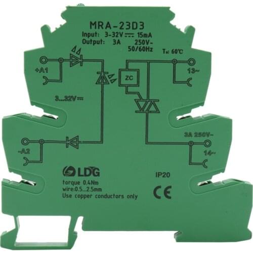 MRA-23D3 10pcs New Mini 3A Input 3V 5V 12V 24V DC SSR Solid State Relay Soft Starting Interface Voltage Relay Module DIN Rail