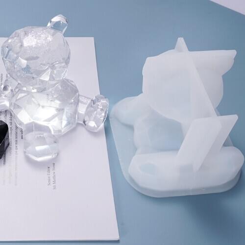 Cartoon 3D Bear Cake Mold Resin Crystal Epoxy Molds Phone Holder Casting Silicone Mould DIY Crafts Ornaments Making Cake Tools