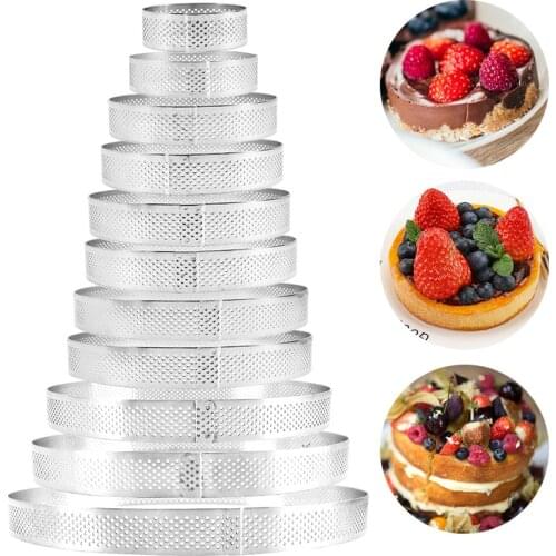 Stainless Steel Tart Mold Ring Tartlet Cake Mousse Molds Cookies Pastry Circle Cutter Pie Perforated Heat-Resistant baking tools