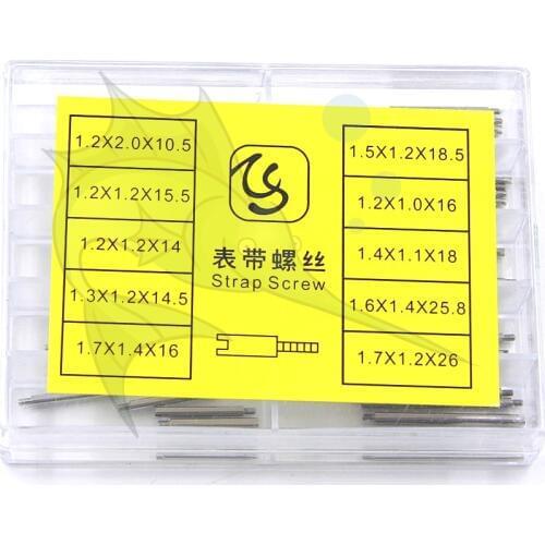 Wholesale 50pcs/box Stainless Steel Watches Strap Screws Bar 10.5mm- 26mm Man And Women Watch Strap Link Bars Kit For Watchmaker