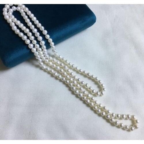 80cm 125cm 160cm 200cm 30'' 50'' 63'' 78'' 6mm white real pearl necklace Freshwater PEARL Women Jewelry