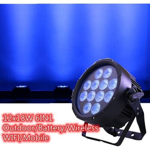 Par led dmx wireless 12x18W powercon xlr waterproof battery operate+wifi+mobile smart strobo Par Light